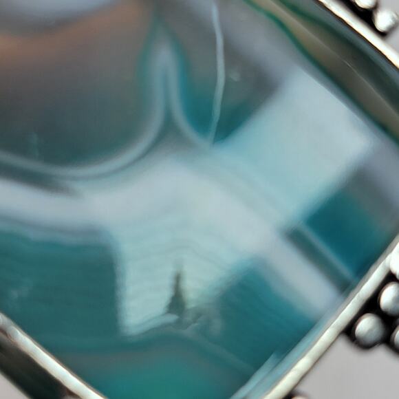 Sterling Silver Blue Lace Agate and Blue Topaz Pendant Necklace - 20" Chain - Picture 11 of 12